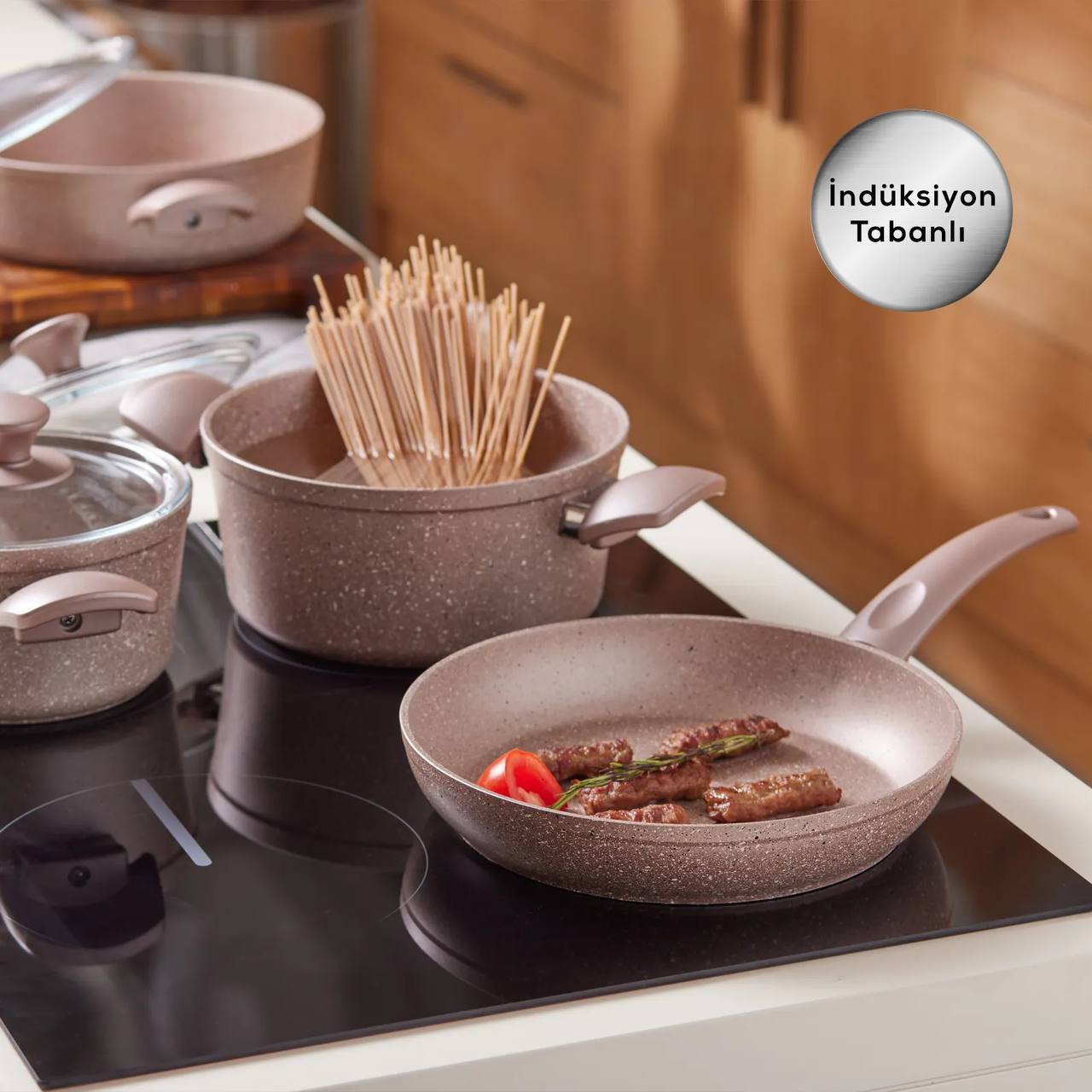 KARACA Biogranit Grey V1 7 Pieces Cookware Set