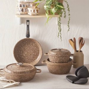 ست قابلمه گرانیتی سنگی کاراجا مدل Marlon کرم