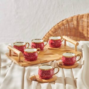 ست قهوه خوری کاراجا مدل Bambu قرمز